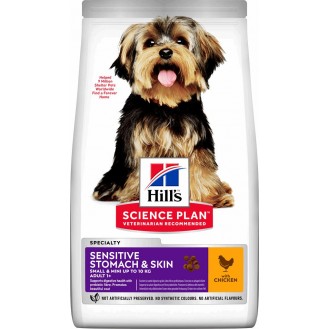 Hill's Science Plan Sensitive Stomach & Skin Small & Mini 1.5kg Dry Food for Adult Small Breed Dogs with Chicken / Rice