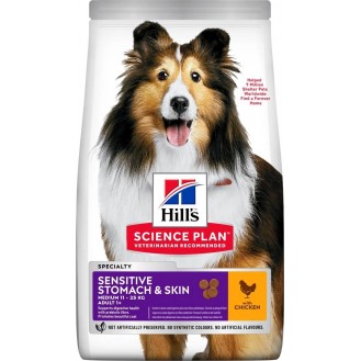 Hill's Science Plan Sensitive Stomach & Skin Medium 14kg Dry Food for Adult Medium Breed Dogs with Chicken