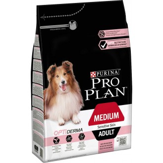 Purina Pro Plan OptiDerma Medium Adult 3kg Dry Food for Medium Breed Adult Dogs with Salmon / Rice
