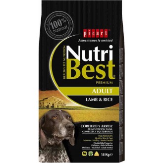 Picart NutriBest Premium Adult 15kg Dry Food for Adult Dogs with Rice and Lamb
