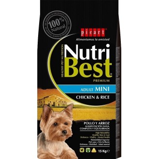 Picart NutriBest Premium Adult Mini 10kg Dry Food for Adult Dogs of Small Breeds with Chicken and Rice