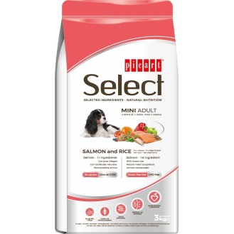 Picart Select Mini Adult 8kg Dry Food for Adult Dogs of Small Breeds Gluten Free with Rice / Salmon