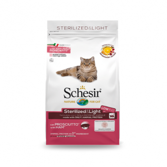 Schesir Adult Sterilised&Light dry cat food with ham 1.5kg